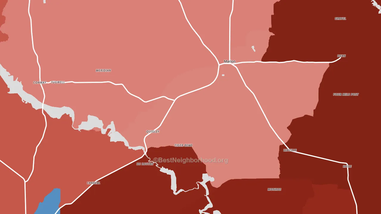 Marion, LA block-group political-lean map