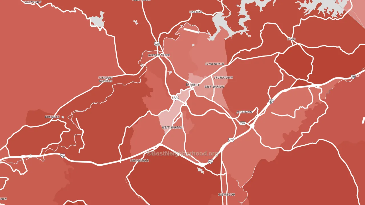 Marion, NC block-group political-lean map