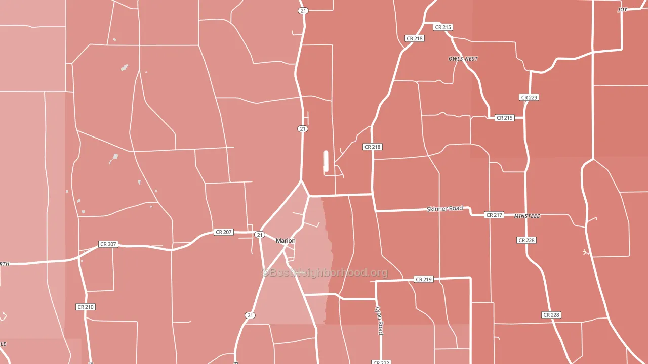 Marion, NY block-group political-lean map
