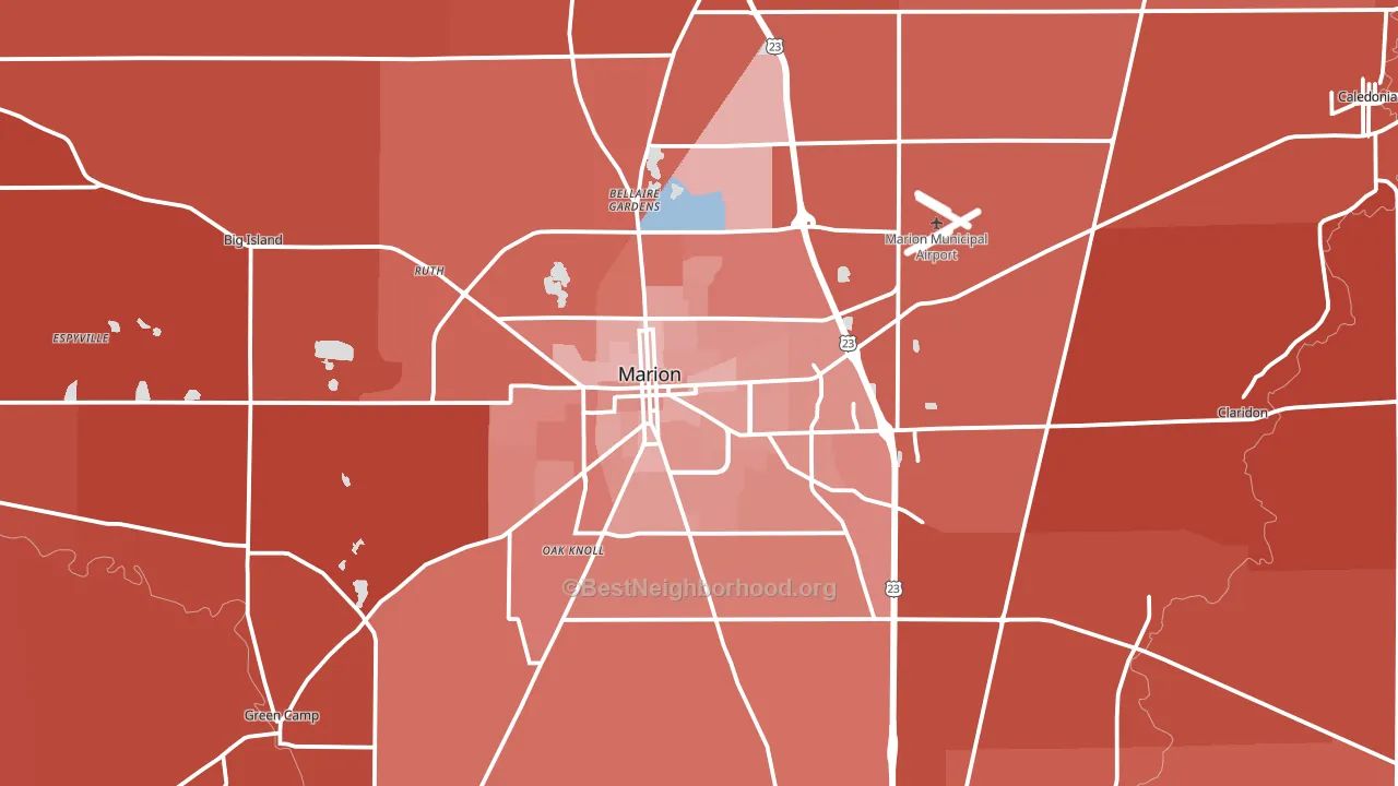 Marion, OH block-group political-lean map