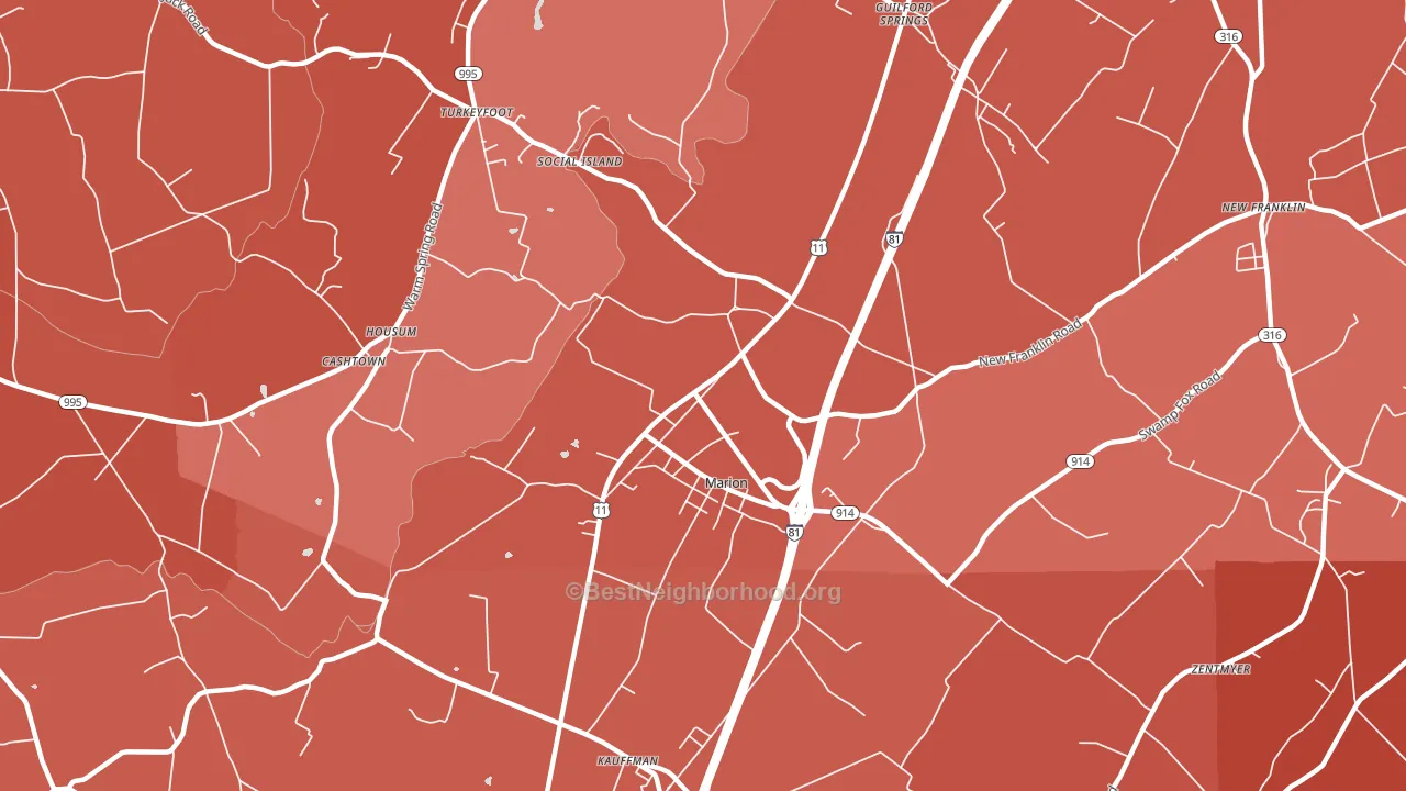 Marion, PA block-group political-lean map