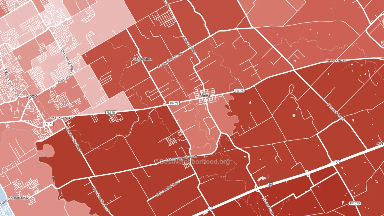 Marion, TX block-group political-lean map