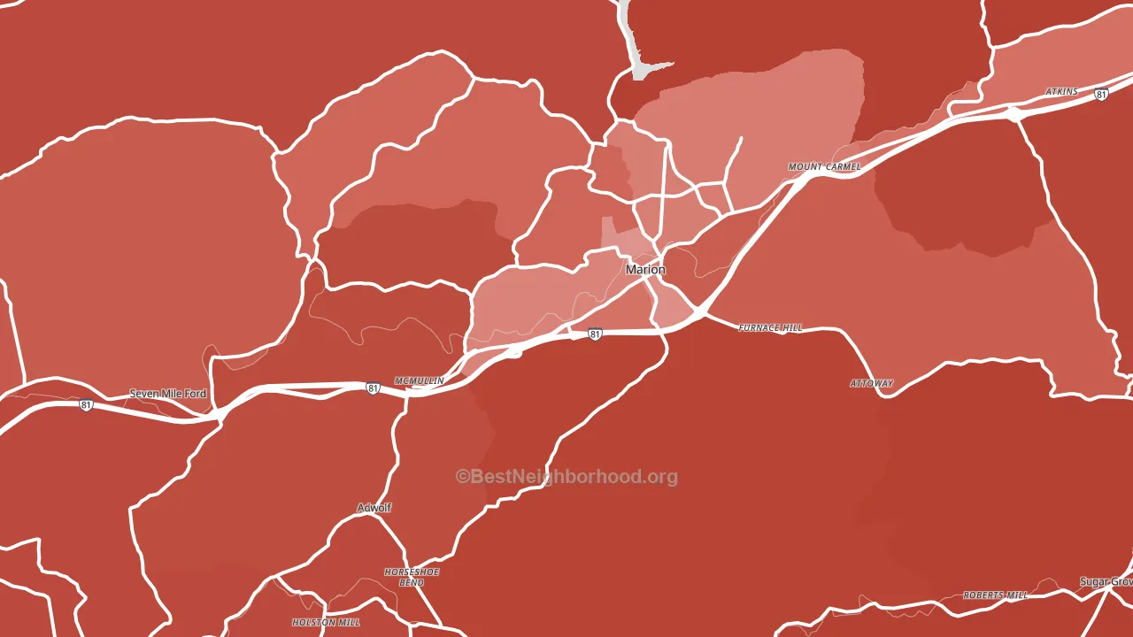 Marion, VA block-group political-lean map
