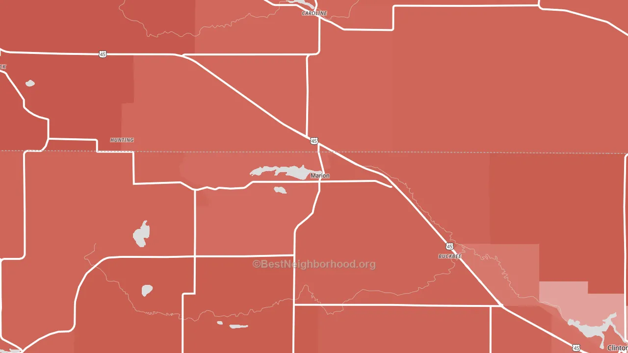 Marion, WI block-group political-lean map