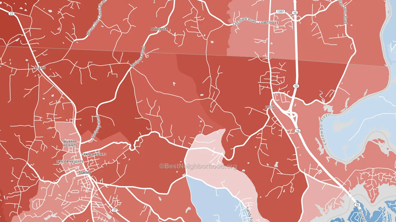 Mariposa, NC block-group political-lean map