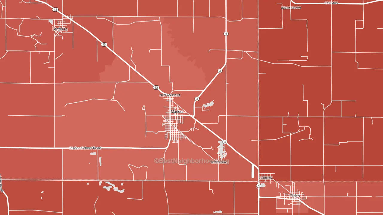 Marissa, IL block-group political-lean map
