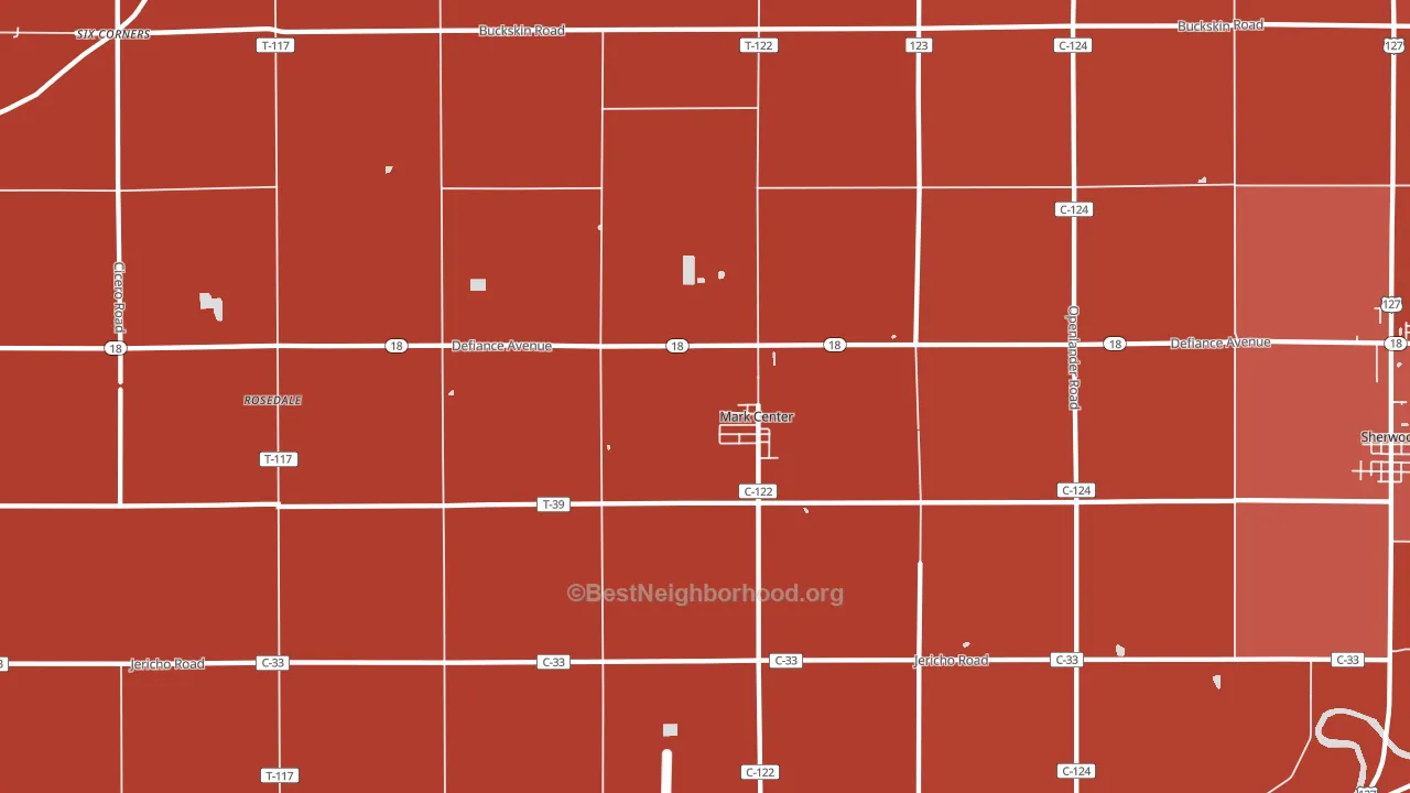 Mark Center, OH block-group political-lean map
