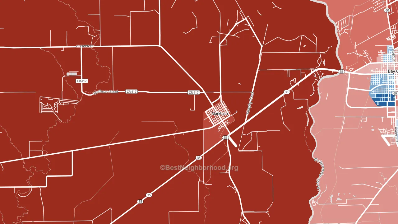 Markham, TX block-group political-lean map