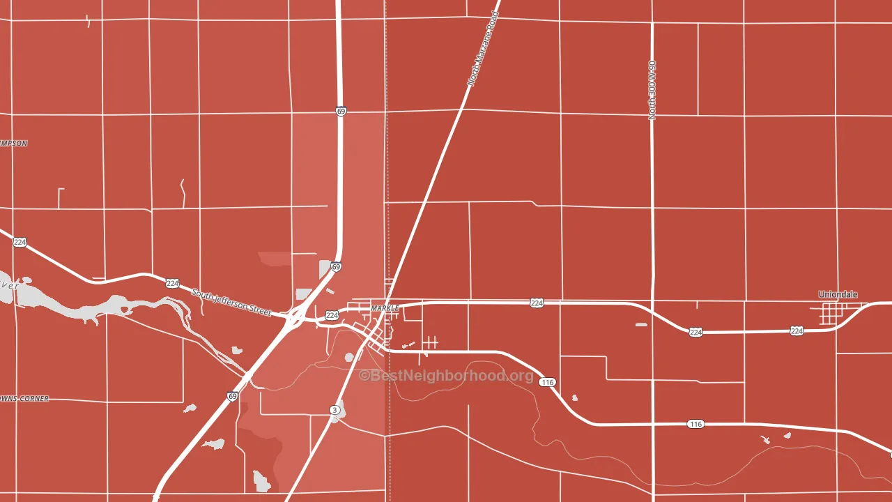 Markle, IN block-group political-lean map