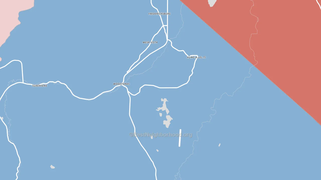 Markleeville, CA block-group political-lean map