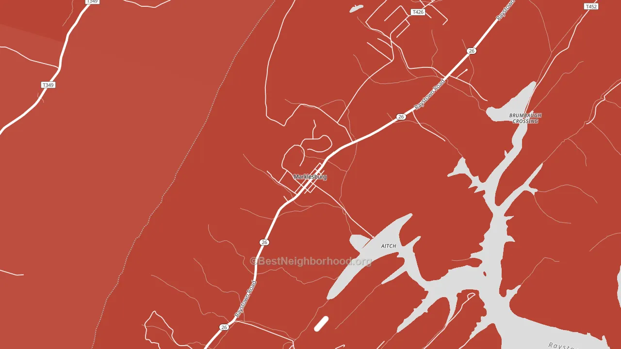 Marklesburg, PA block-group political-lean map