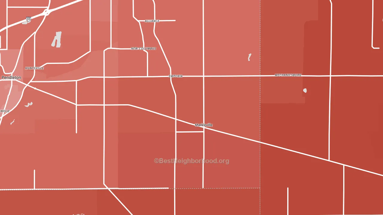 Markleville, IN block-group political-lean map