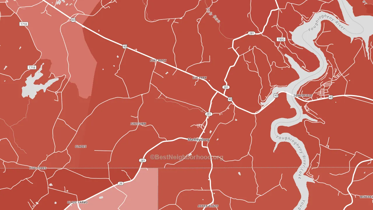 Markleysburg, PA block-group political-lean map