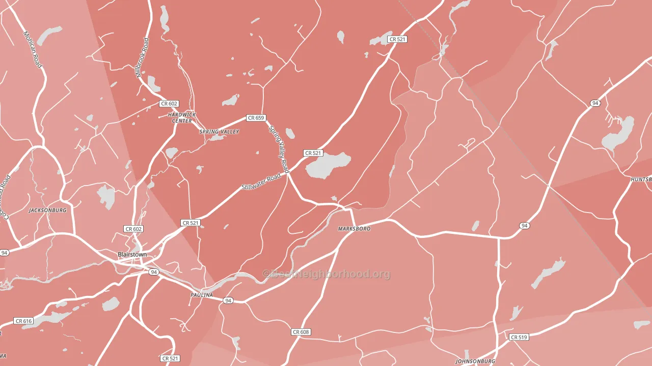 Marksboro, NJ block-group political-lean map