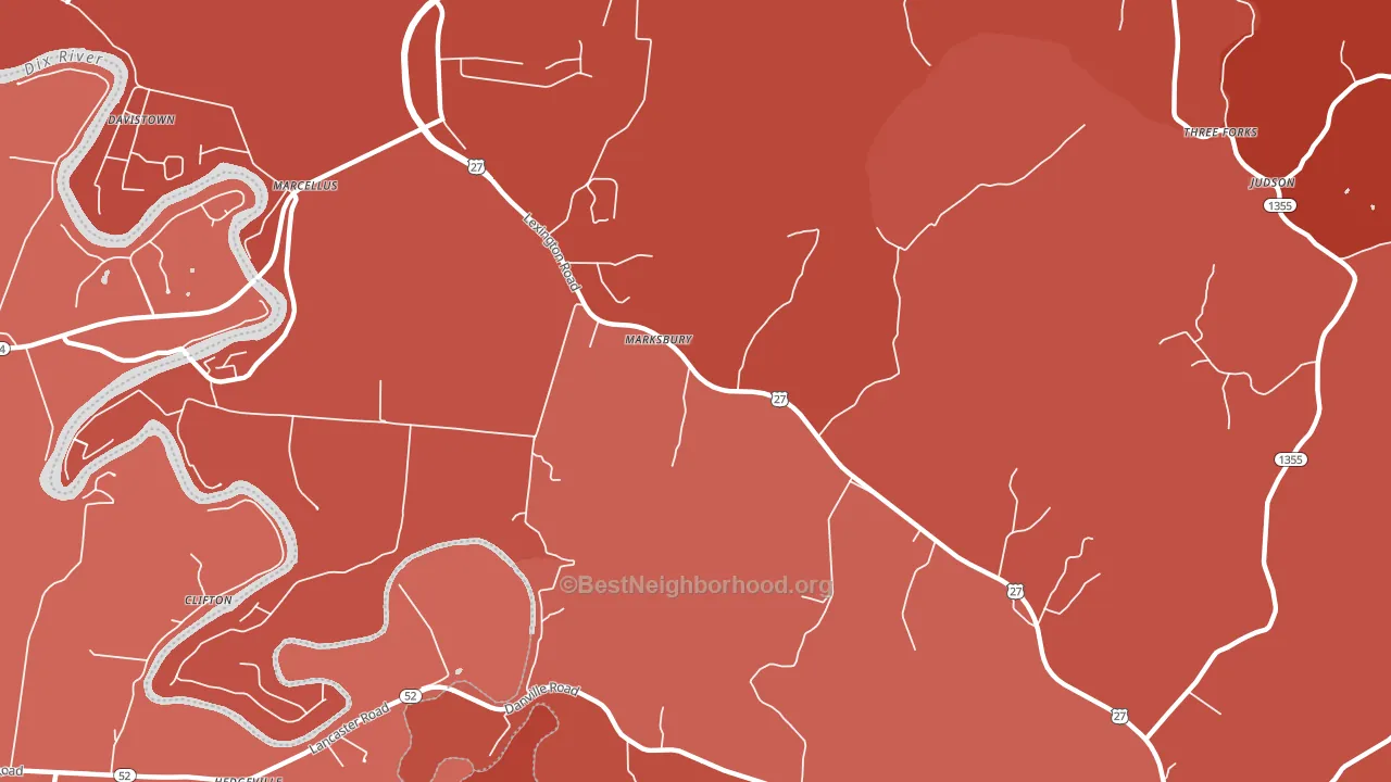 Marksbury, KY block-group political-lean map