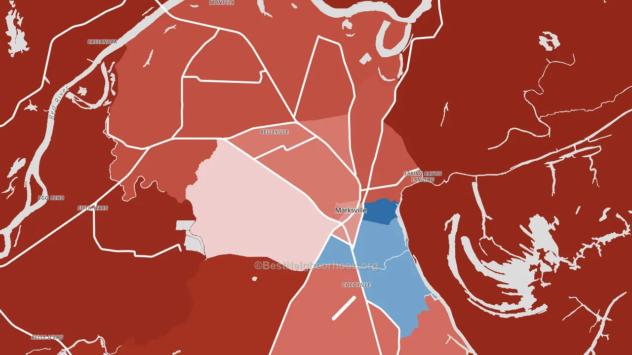 Marksville, LA block-group political-lean map