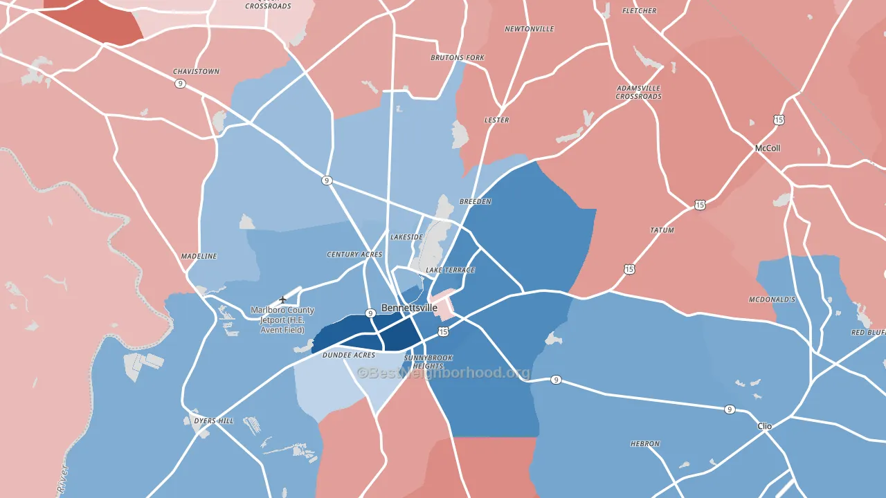 Marlboro County, SC block-group political-lean map