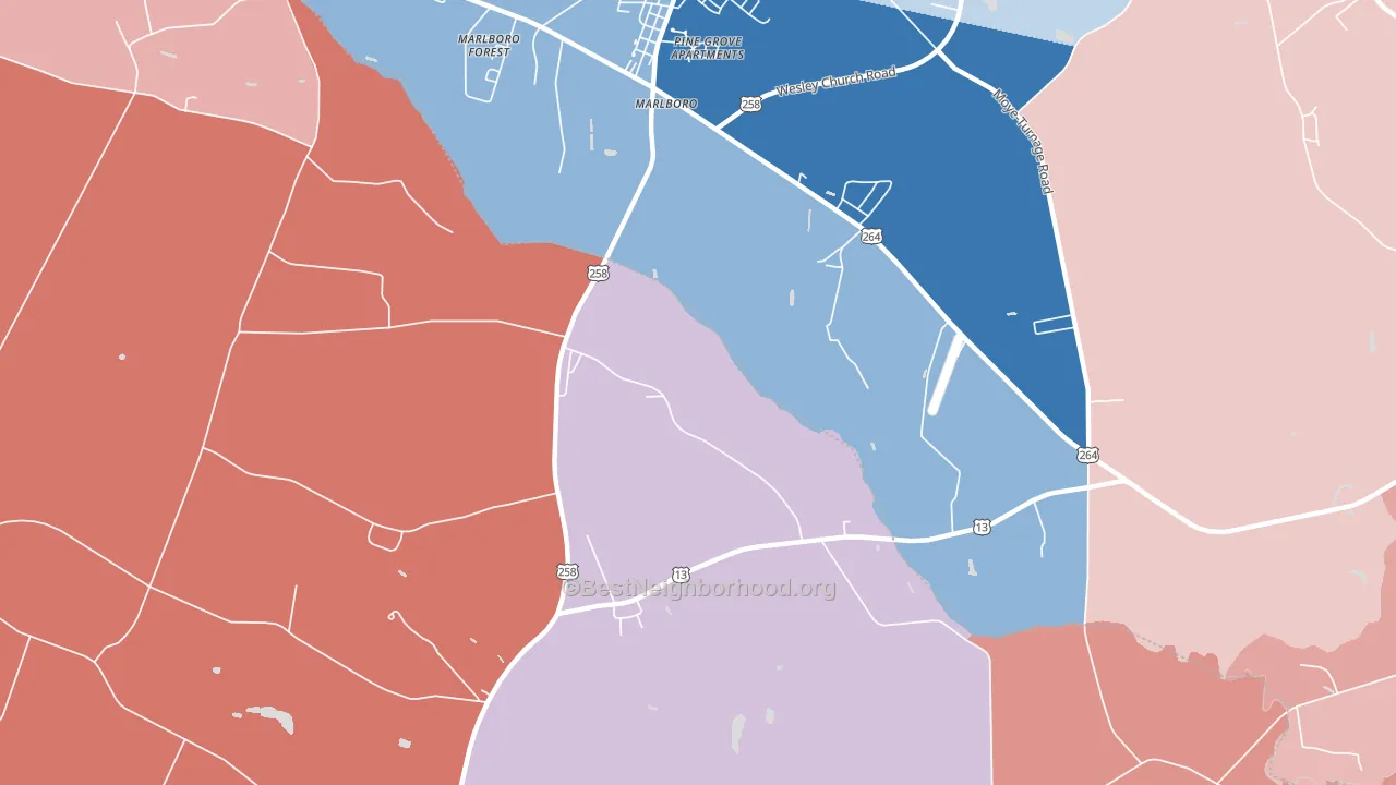Marlboro, NC block-group political-lean map