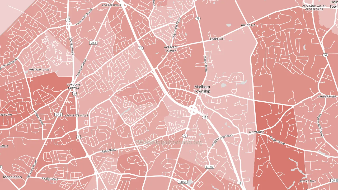 Marlboro, NJ block-group political-lean map