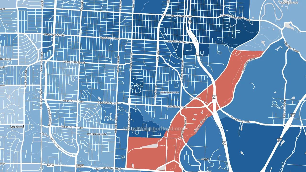 Marlborough Heights-Marlborough Pride, Kansas City, MO block-group political-lean map