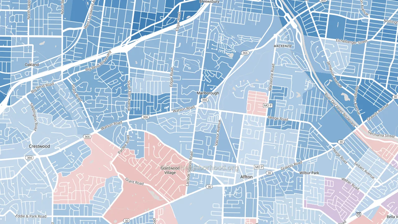 Marlborough, MO block-group political-lean map