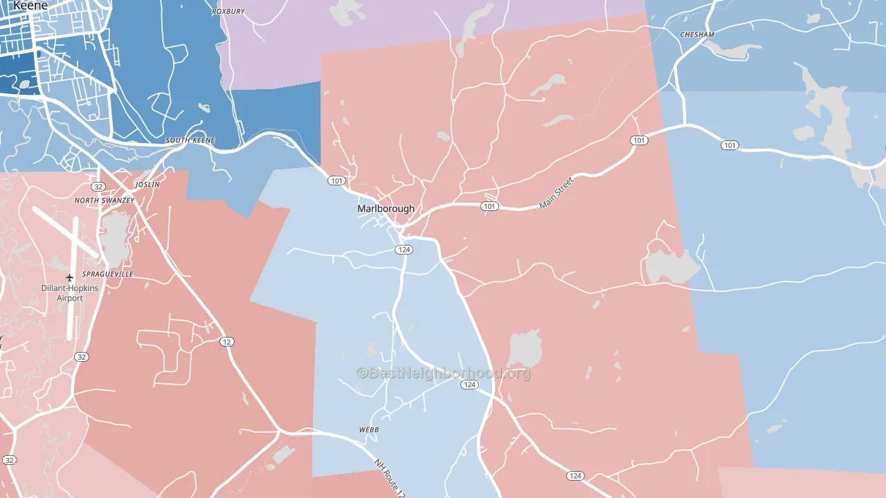 Marlborough, NH block-group political-lean map