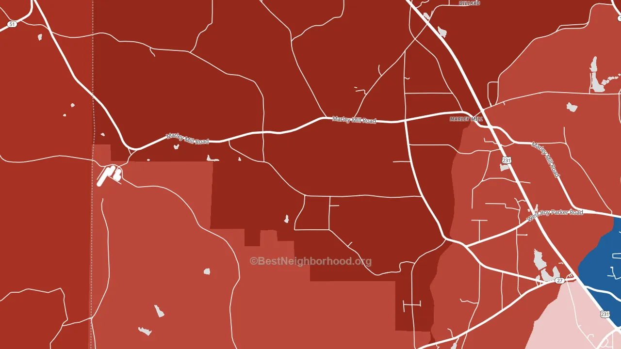 Marley Mill, AL block-group political-lean map