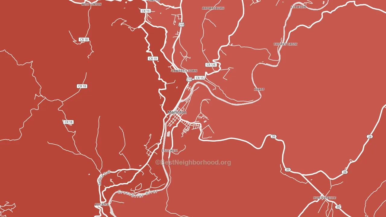 Marlinton, WV block-group political-lean map