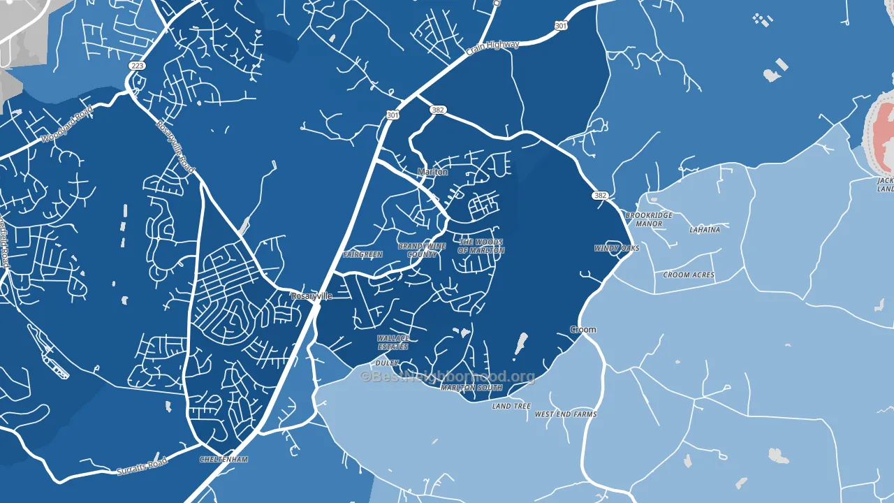 Marlton, MD block-group political-lean map