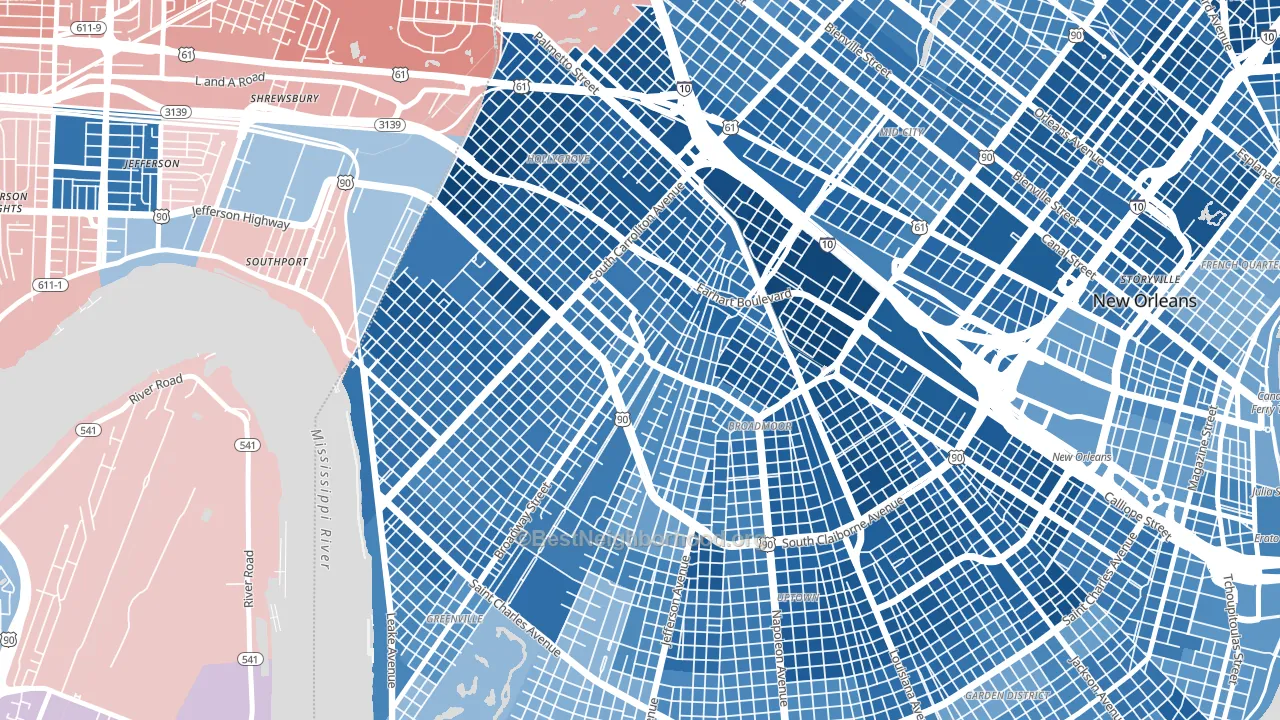 Marlyville, New Orleans, LA block-group political-lean map