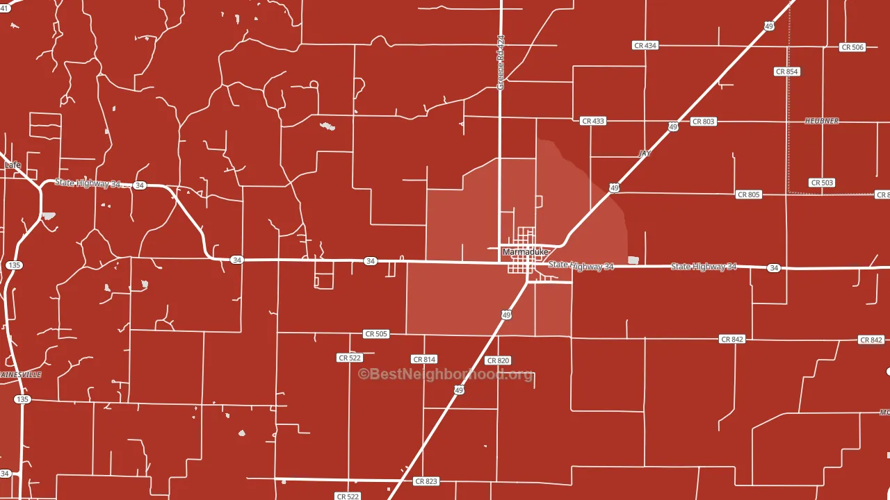 Marmaduke, AR block-group political-lean map