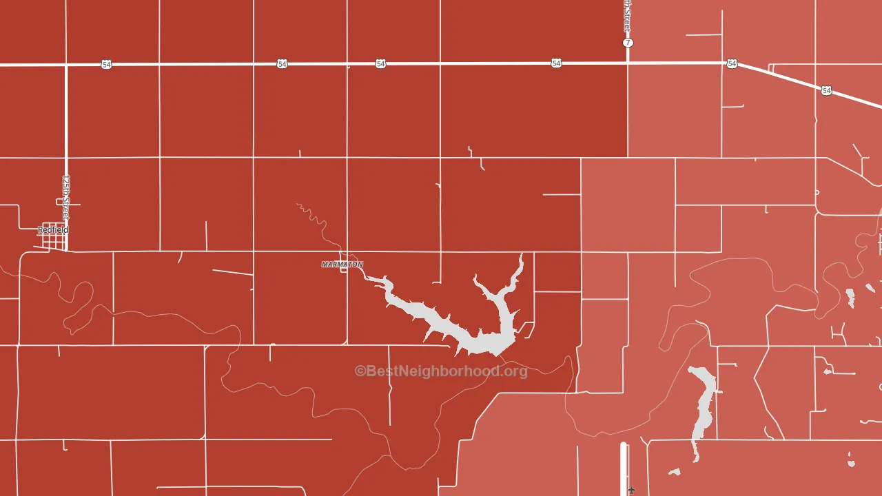 Marmaton, KS block-group political-lean map