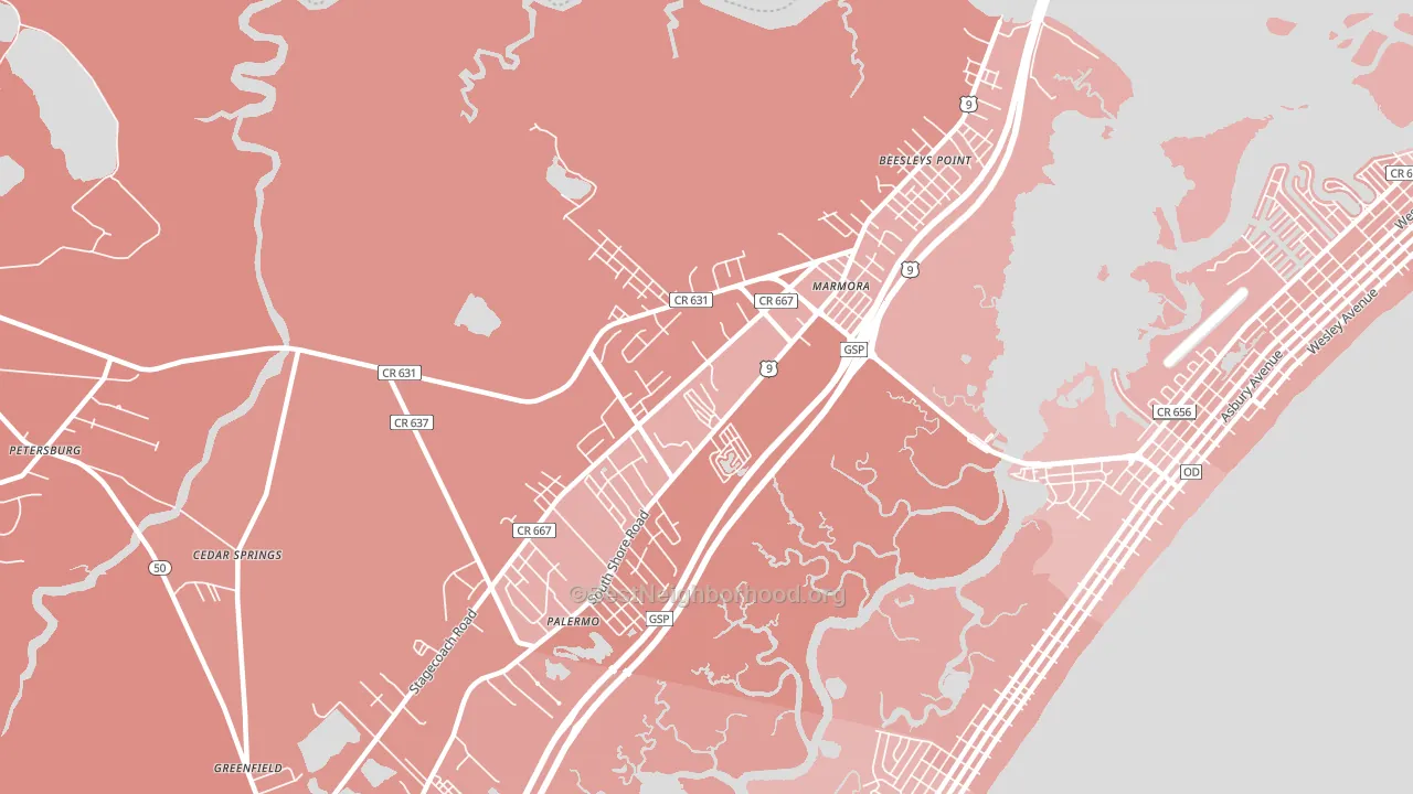 Marmora, NJ block-group political-lean map