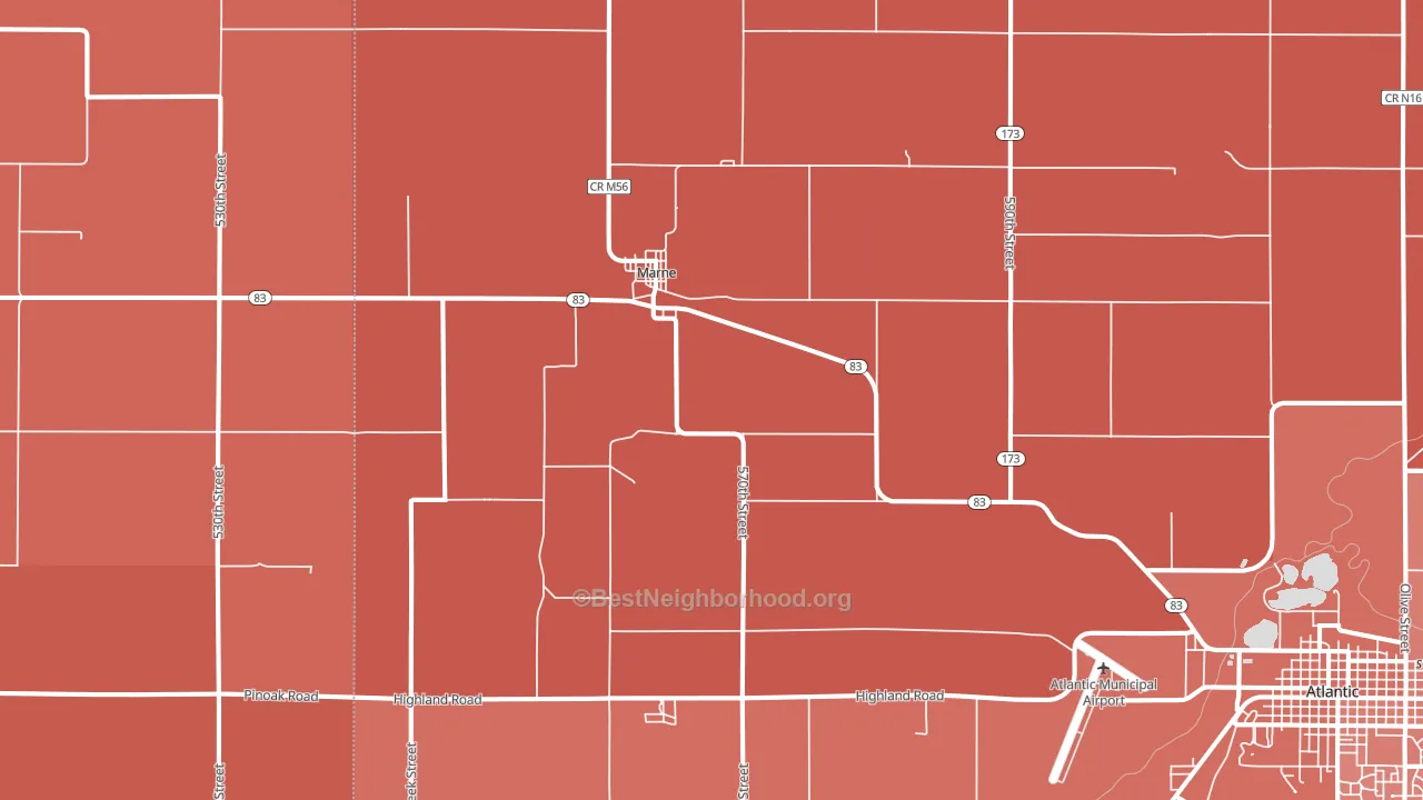 Marne, IA block-group political-lean map