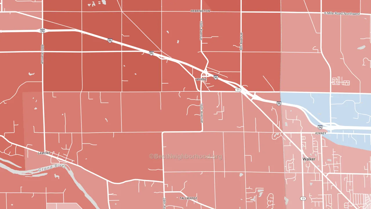 Marne, MI block-group political-lean map