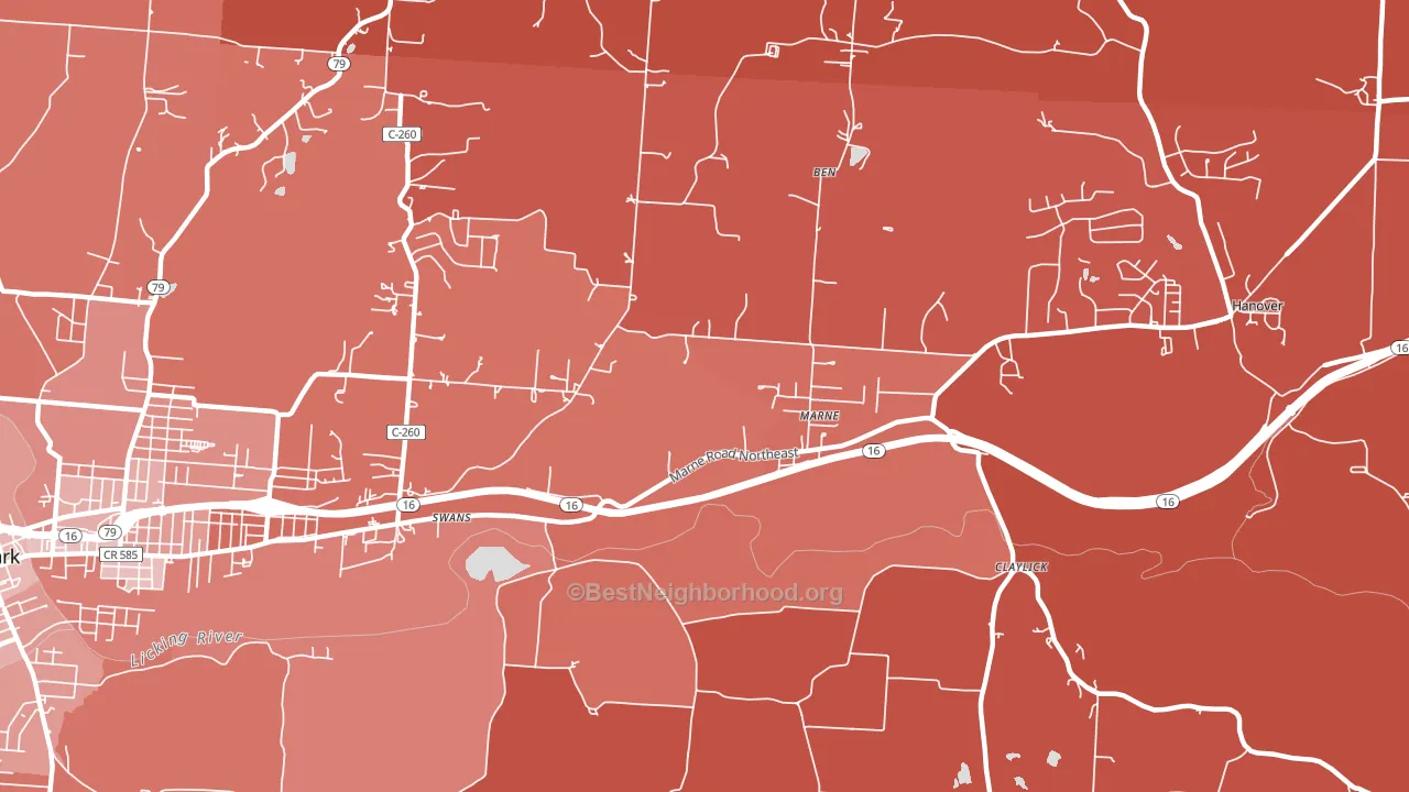 Marne, OH block-group political-lean map