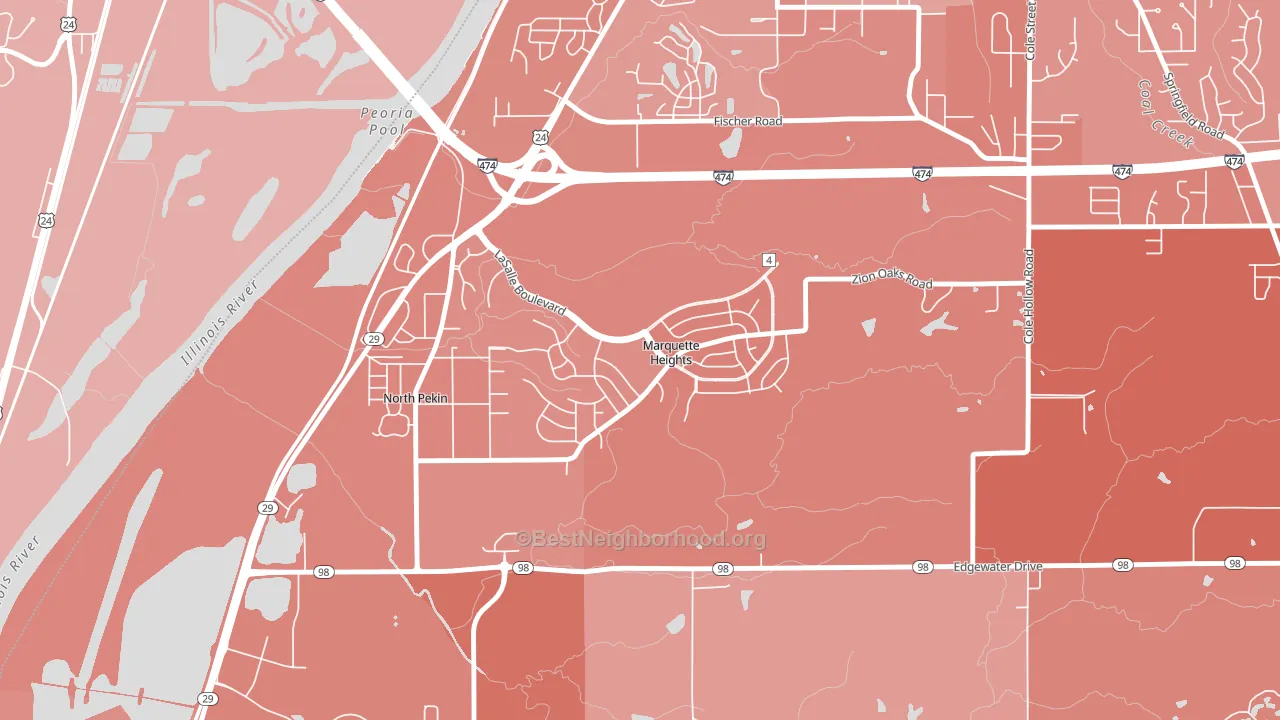 Marquette Heights, IL block-group political-lean map