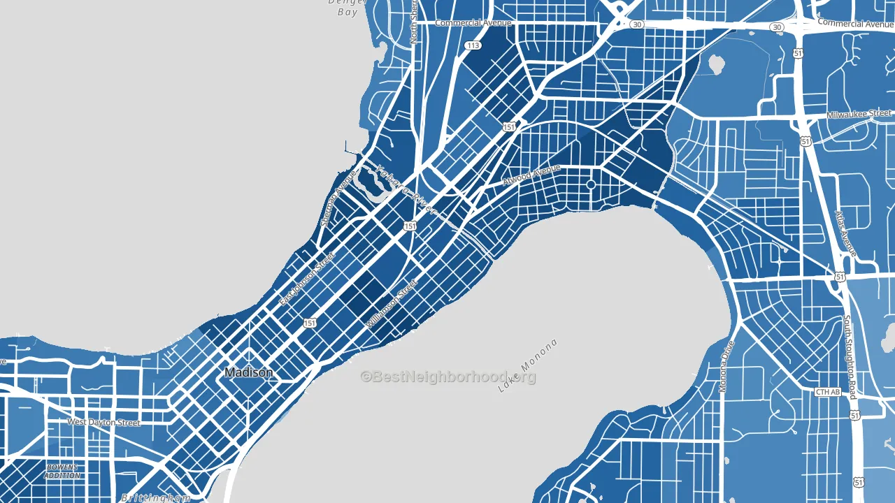 Marquette, Madison, WI block-group political-lean map