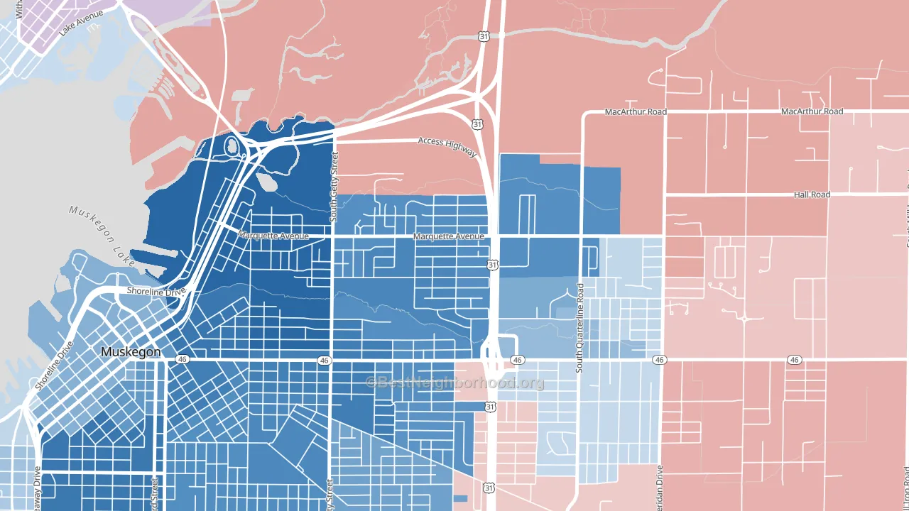 Marquette, Muskegon, MI block-group political-lean map