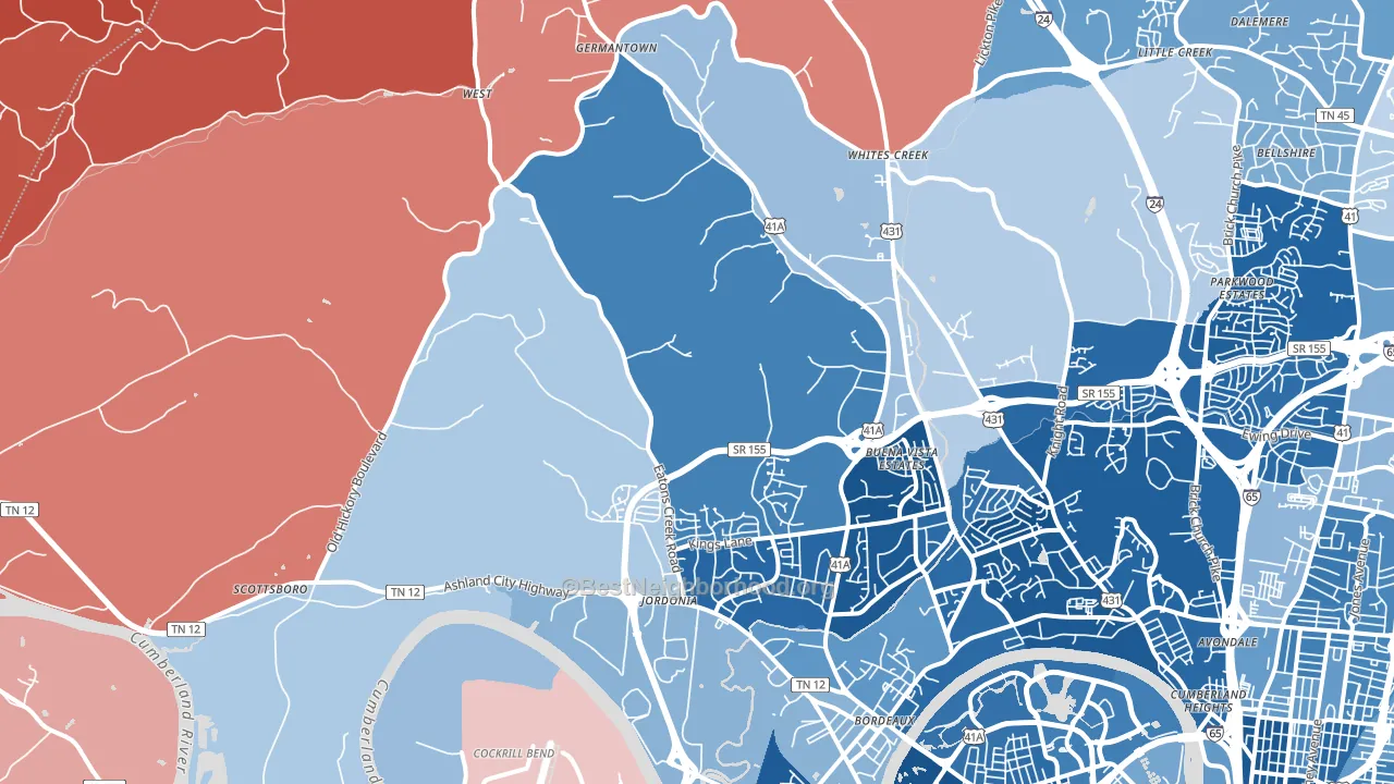 Marrowbone, Nashville, TN block-group political-lean map