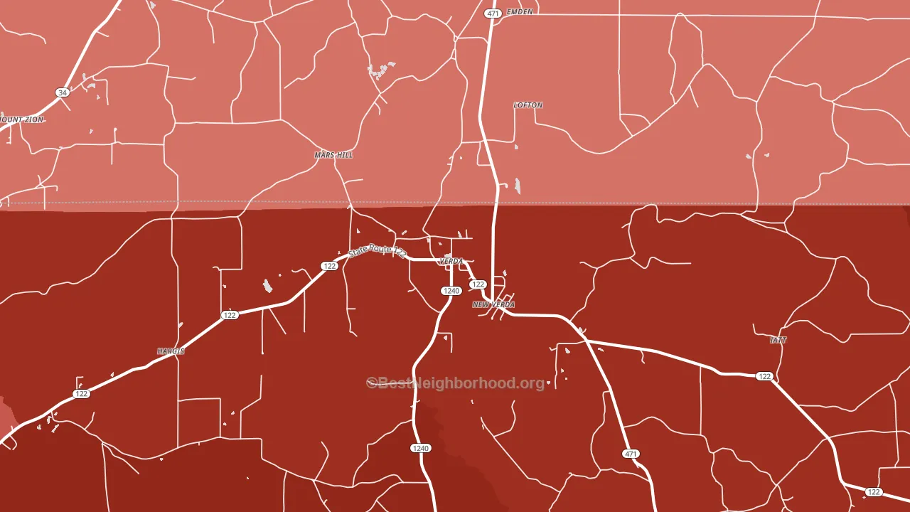 Mars Hill, LA block-group political-lean map