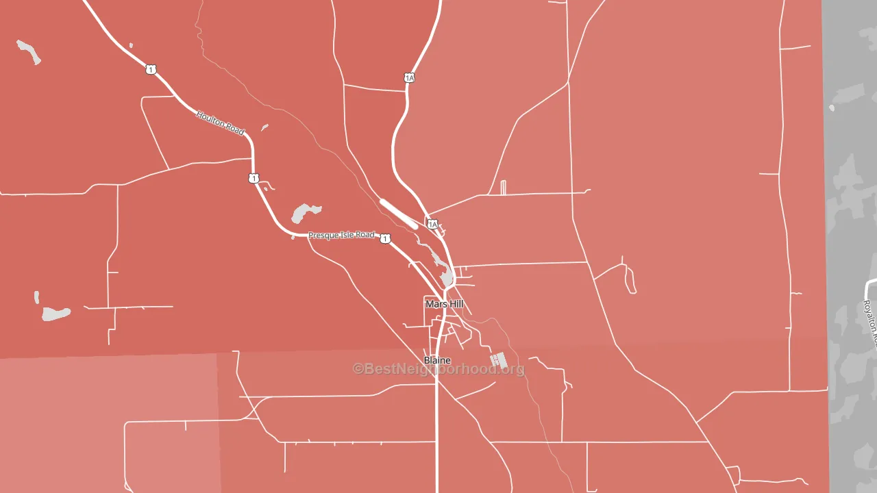 Mars Hill, ME block-group political-lean map