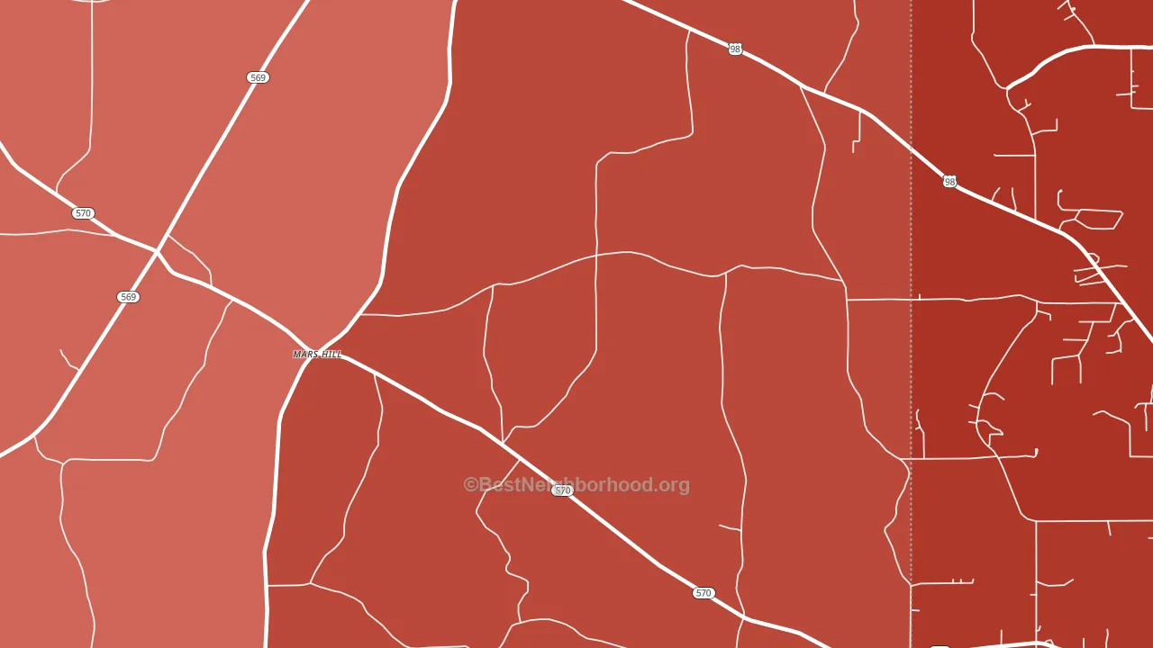 Mars Hill, MS block-group political-lean map