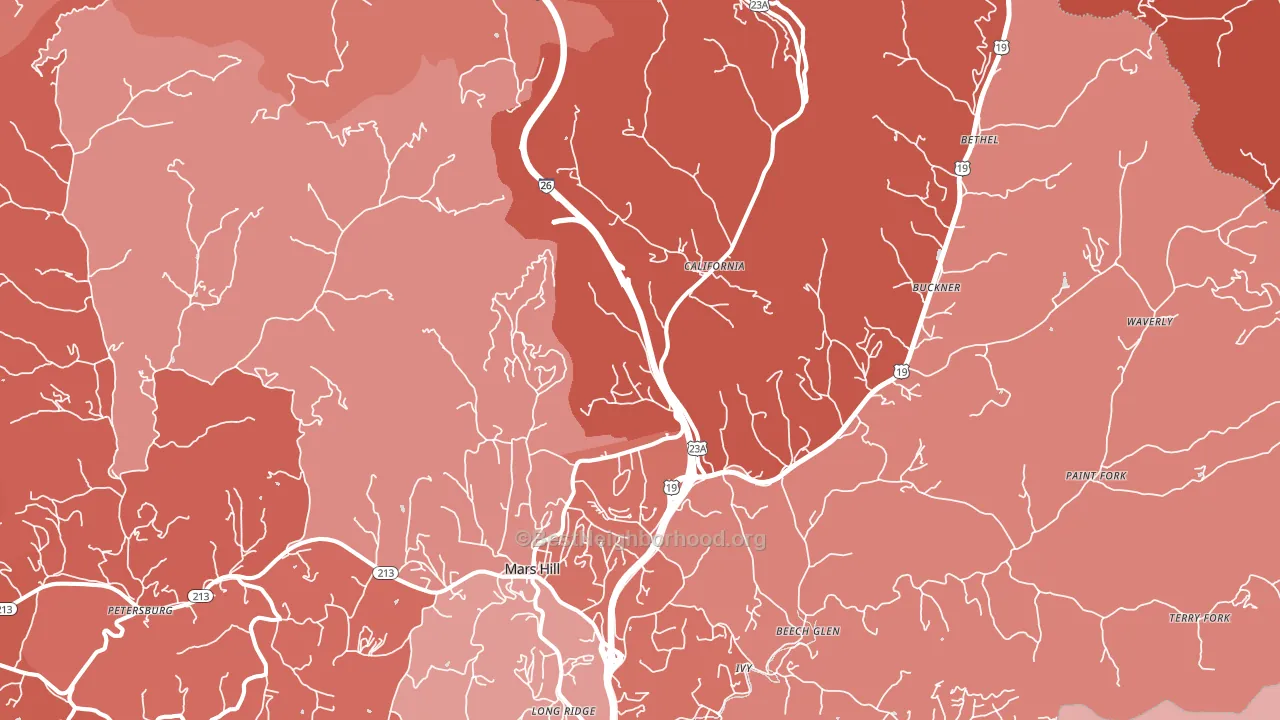 Mars Hill, NC block-group political-lean map