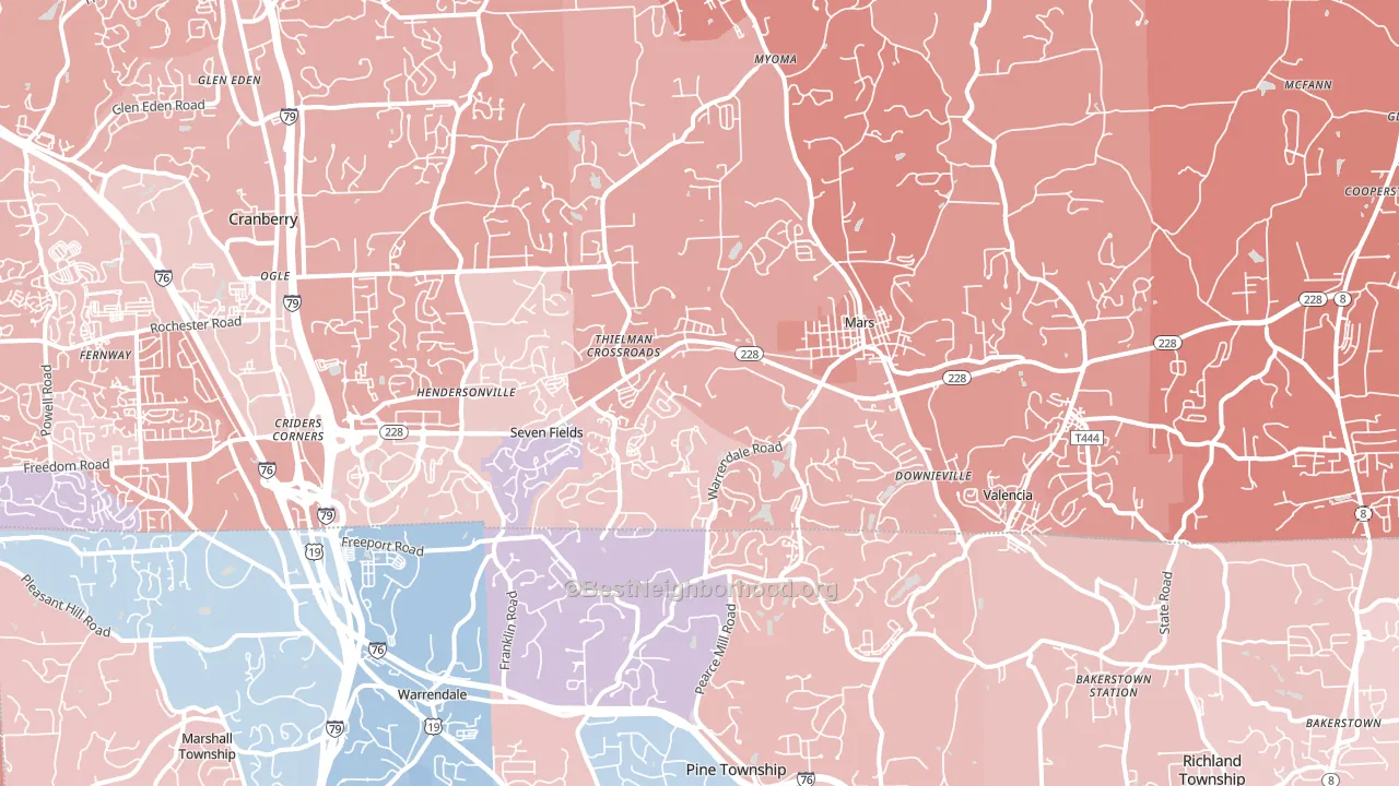 Mars, PA block-group political-lean map