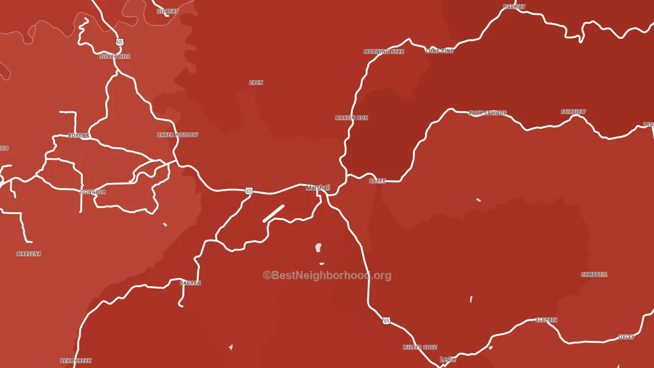 Marshall, AR block-group political-lean map