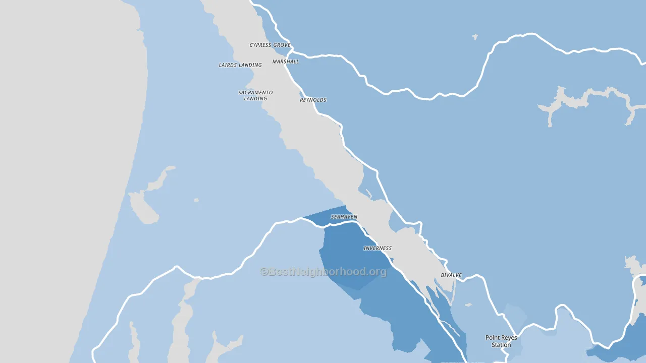 Marshall, CA block-group political-lean map