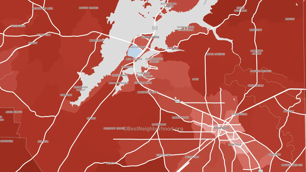 Marshall County, AL block-group political-lean map