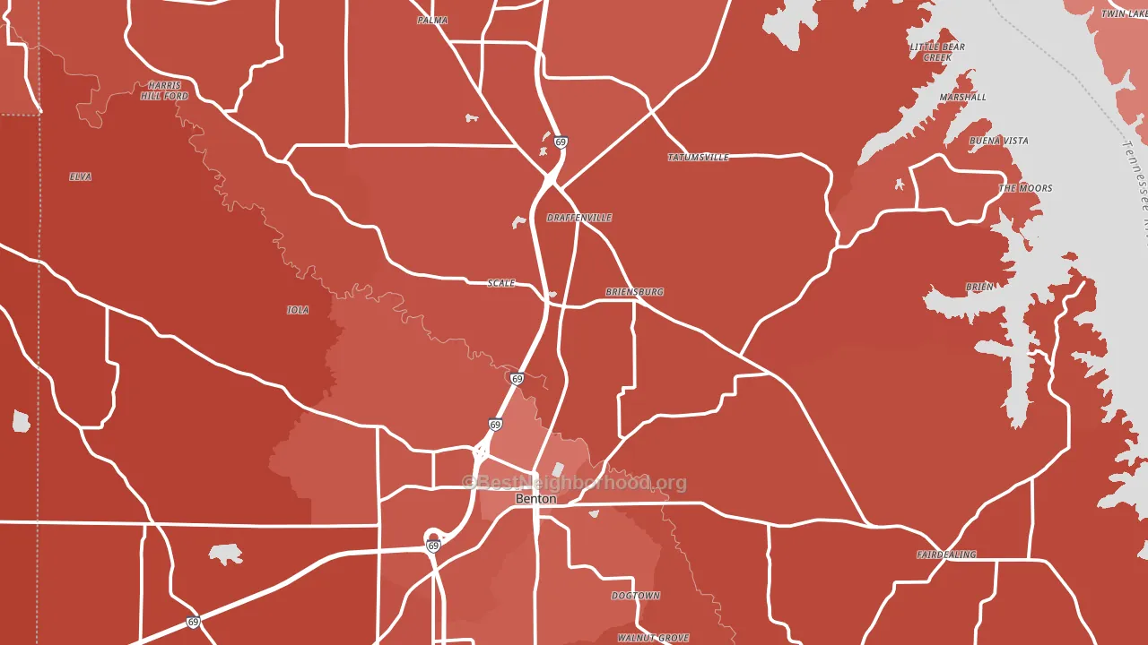 Marshall County, KY block-group political-lean map