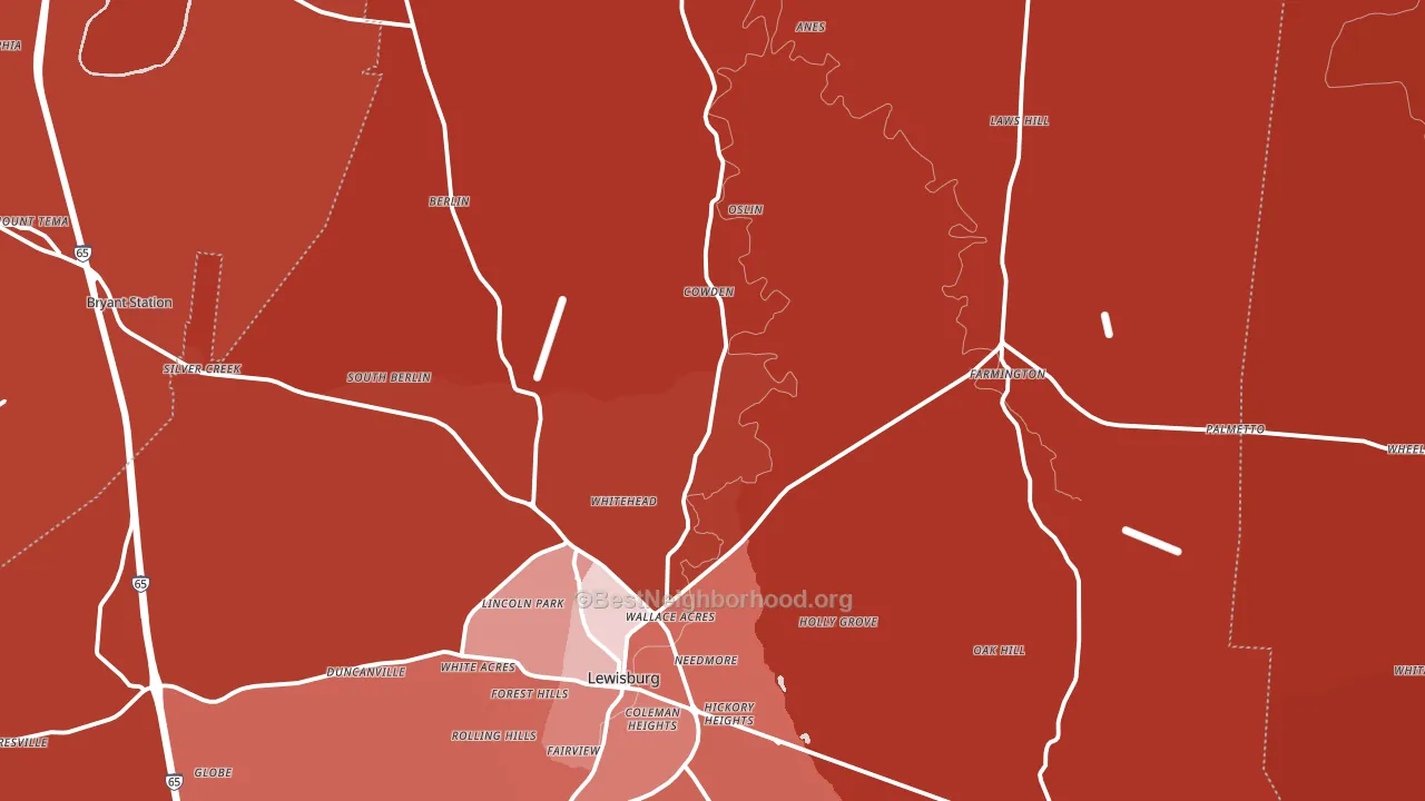 Marshall County, TN block-group political-lean map